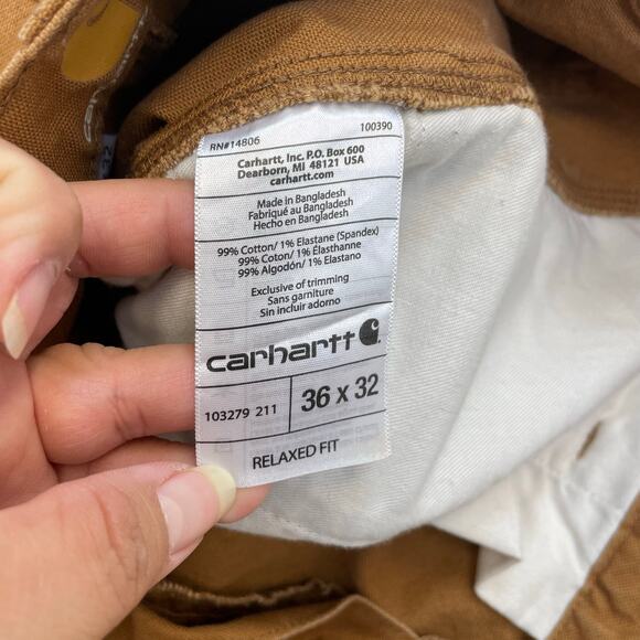 Carhartt Relaxed Fit Tan Canvas Workwear Utility Pant Jeans size 36X32 - Picture 11 of 16